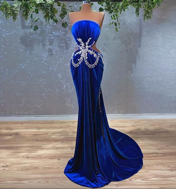 Women's Evening Dress Mermaid Royal Blue Prom Dress gh2186