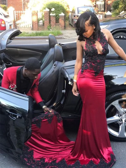 Sheath/Column Jewel Sleeveless Applique Silk like Satin Prom Dresses gh2429