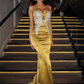 Golden Evening Dresses Long Cheap With Lace Mermaid Evening Wear Prom Dresses gh1972