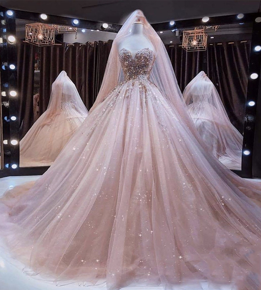 Pink tulle lace long prom gown, evening dress gh2513