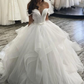 White sweetheart neckline long tulle off-shoulder A-line princess wedding dress designer wedding dress gh2452