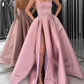 Strapless Bodice Corset Long Satin Leg Split Evening Dresses Prom Dress  gh2121