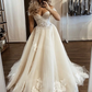 Off The Shoulder Champagne Wedding Dresses, Off Shoulder Champagne Floral Prom Dresses gh2068