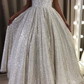 Glitter Off the Shoulder Silver Sequins Evening Dress gh2478