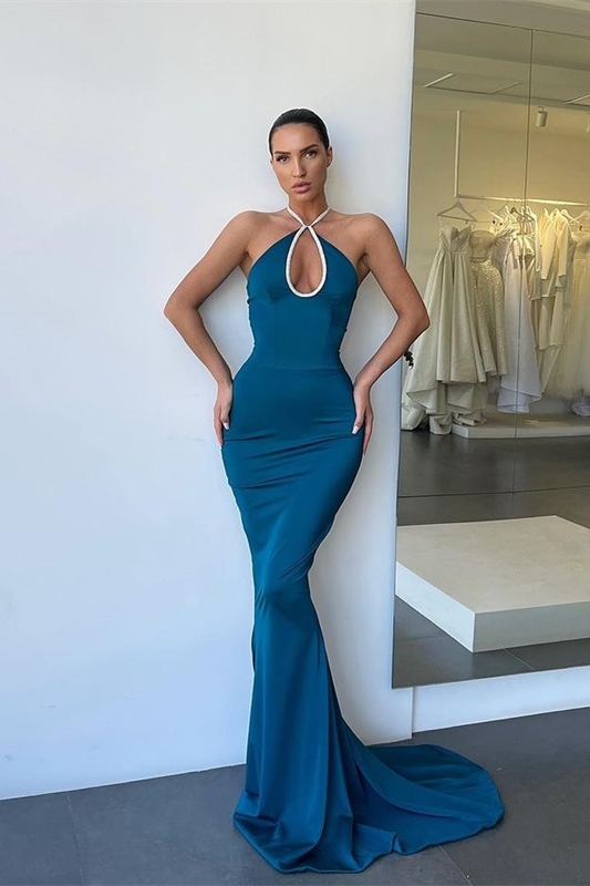 Gorgeous Halter Sleeveless Mermaid Evening Dress Long Keyhole Online gh2046