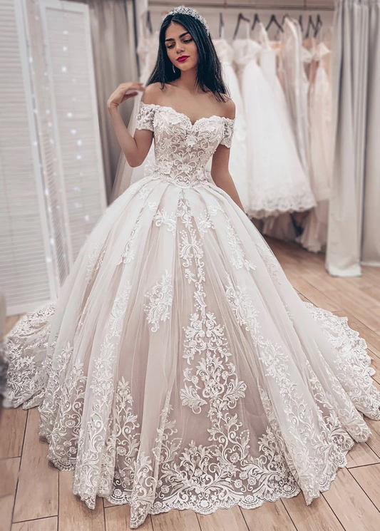 Nouvelles robes de mariée en dentelle à épaules dénudées gh2604