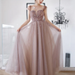 A-Line Cap Sleeve Beaded Dusty Rose Prom Dress gh2554