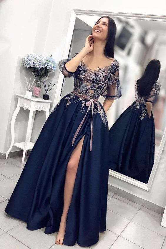 Charming V-Neck Appliques Prom Dresses,Long Prom Dresses,Green Prom Dresses, Evening Dress Prom Gowns, Formal Women Dress,Prom Dress gh2433