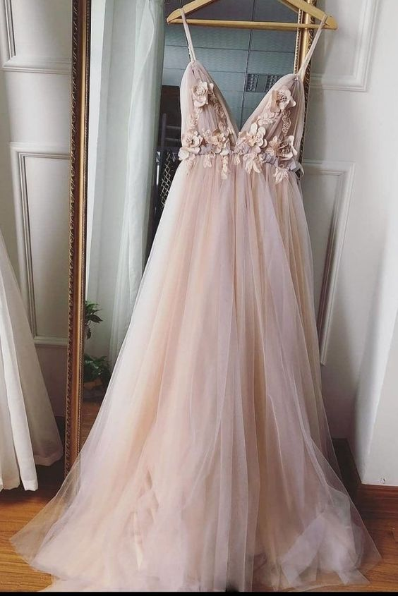 Simple sweetheart neck tulle lace long prom dress, tulle evening dress gh2284