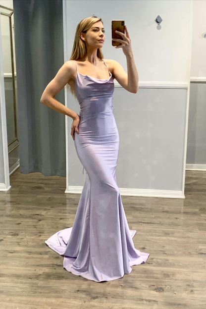 Mermaid Light Purple Spaghetti-Straps Prom Dress  gh2010