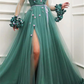 2022 new prom dress, v neck prom gown with long sleeve  gh2117