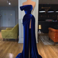 Robe de soirée longue bleu royal avec fente haute gh1981