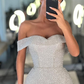 Mermaid White Off-the-Shoulder Sequins Prom Dress With Split  gh2060