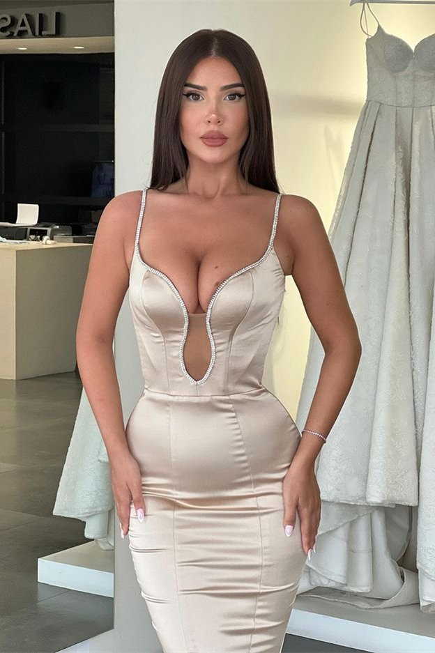 Sleeveless Spaghetti-Straps Long Mermaid Prom Dress gh1927