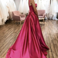 Langes Ballkleid aus rotem Satin rotes Abendkleid gh2268