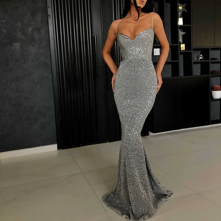 Classy Glitter Silver Long Dress Formal Mermaid Ball Gownsgh2018