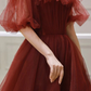 Burgundy Off Shoulder A Line Formal Evening Dress Tulle Long Prom Dress gh2516