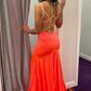 Cross Straps Coral Long Prom Dress gh2416