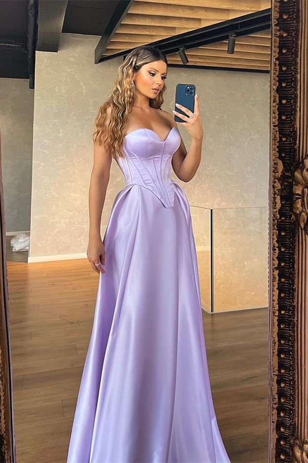 Glamorous Sweetheart Lilac Long Evening Dress Online  gh1956