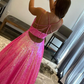 Glitter Fuchsia Sequins Long Prom Dress gh2517