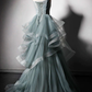 ROBE DE BAL LONGUE EN DENTELLE DE TULLE VERTE, ROBE DE SOIRÉE VERTE gh2300