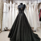 Tulle black applique beaded A-line maxi corset dress party dress off-the-shoulder gown ball gown elegant evening dress gh2106