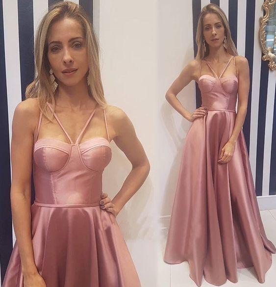 Long Spaghetti Straps Simple Style Prom Dresses  gh2266