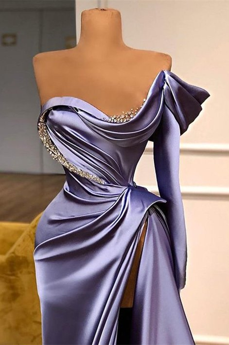 Amazing Long Sleeves Mermaid Slit evening Dress With Beads  gh1983