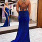 Elegantes königsblaues langes Partykleid im Meerjungfrau-Stil gh2254