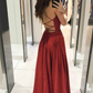 Simple v neck long A line prom dress evening dress gh2138