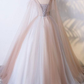 Champagne Tulle Long Prom Dress,Champagne Tulle Evening Dress gh2129