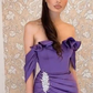 Robe de bal violette moderne à épaules dénudées et longue fendue gh1959