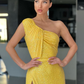 Amazing Yellow One Shoulder Sequins evening Dress Mermaid With Slit  gh2002