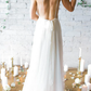 Sexy A-Line Deep V-Neck Backless Chiffon Boho Wedding Dresses with Pleats gh2519