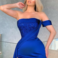 Gorgeous Royal Blue Off-the-Shoulder Prom Dress Mermaid With Slit gh1998