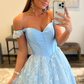 Light Blue Sweetheart Off-the-Shoulder A-line Prom Dress  gh2160