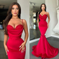 Fabulous Red Spaghetti-Straps Mermaid Prom Dress Long With Beads gh1951