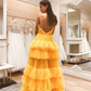 Layers Tulle Yellow Prom Dresses with Ruching Bodice gh2343