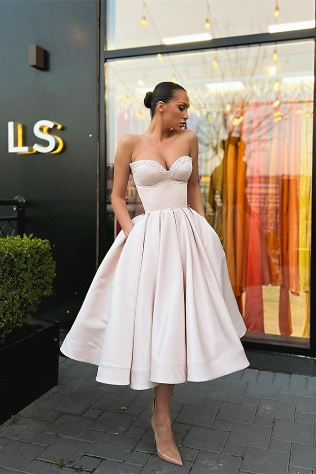 Classy Sweetheart Short Prom Dress Pockets With Sequins  gh1955