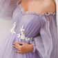 Lavender Off-the-Shoulder A-line Long Tulle Dress  gh2289