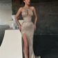 HALTER SEQUINS MERMAID PROM DRESS SLEEVELESS WITH SLIT gh1939