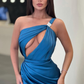 Gorgeous Ocean Blue Prom Dress Mermaid Long With Slit One Shoulder  gh1941