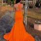 Jewel Sheer Sleeveless Applikationen Orange Mermaid Ballkleider mit Side Split gh2425