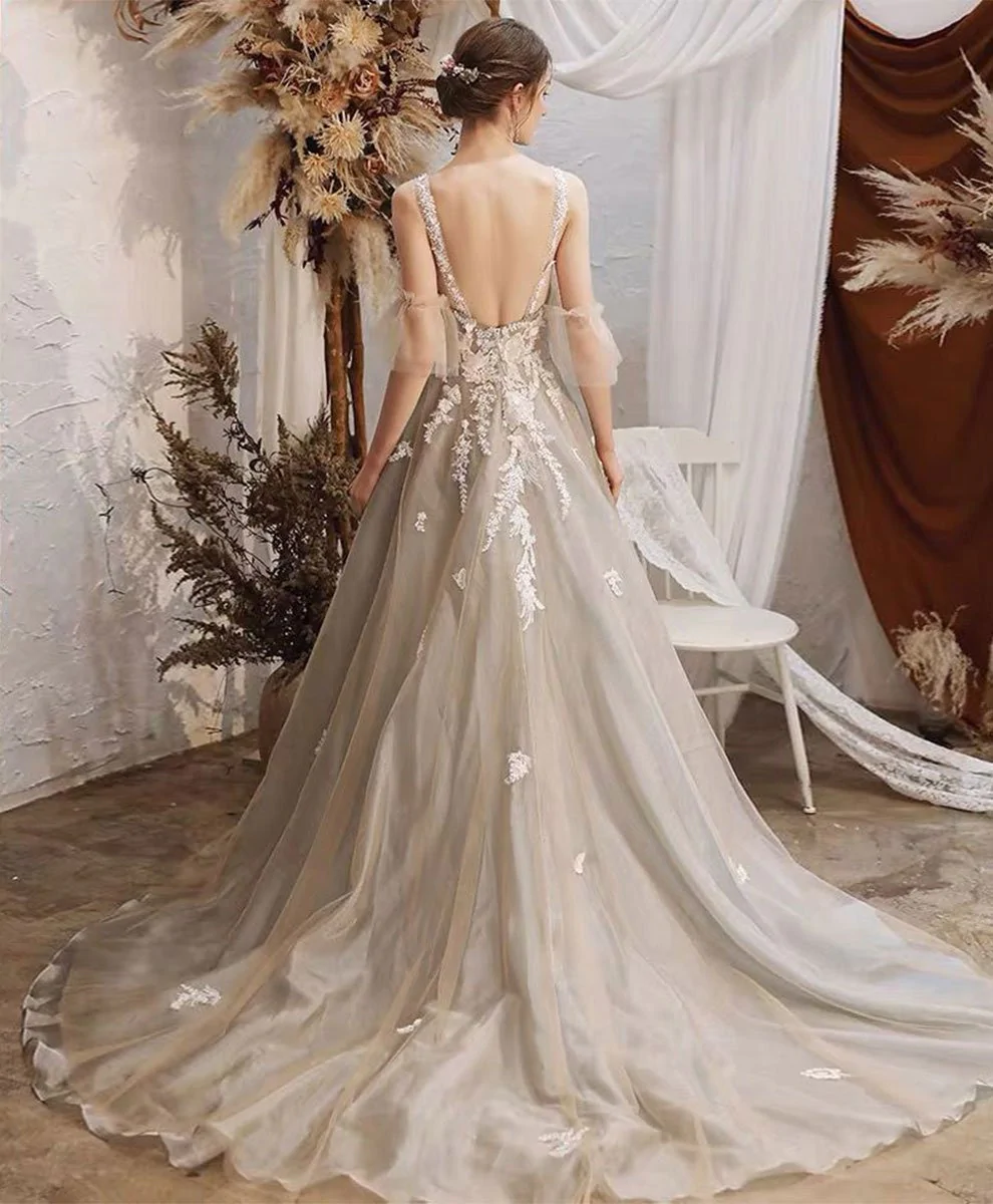 Einzigartiges Rundhals-Tüll-Spitze-langes Abschlussball-Kleid Spitze-formales Kleid gh2229