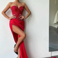 Classic Red Sweetheart Mermaid Prom Dress Split Long With Beadings gh1923