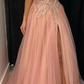 Aline Pink Modest Sleeveless Long Prom Dresses, Evening Dress With Split gh2529