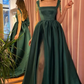 Modest Green A-Linie Square Neckline Straps Ballkleider mit Slit gh2374
