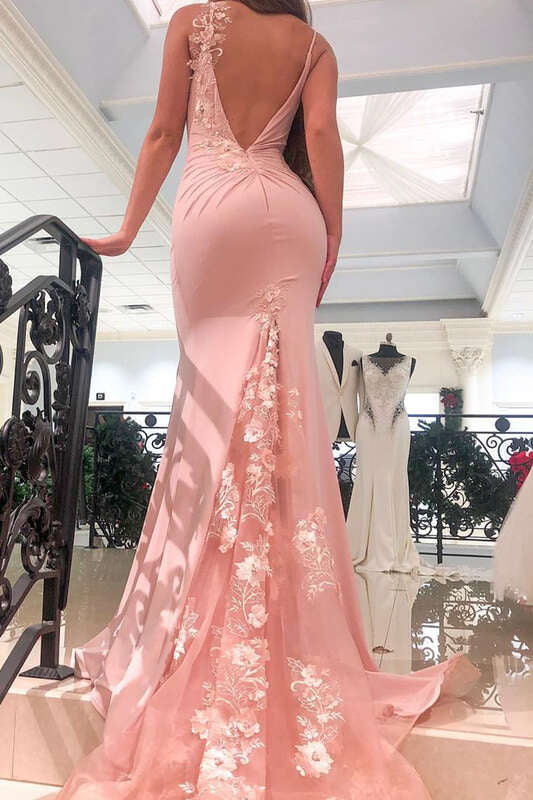 Open Back Blush Mermaid Long Formal Dress  gh2294