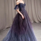 Robe de soirée longue en tulle à col en cœur violet gh2625