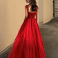 Red elegant spaghetti straps delicate floral beading long tulle formal prom dress evening gown with back corset gh2550